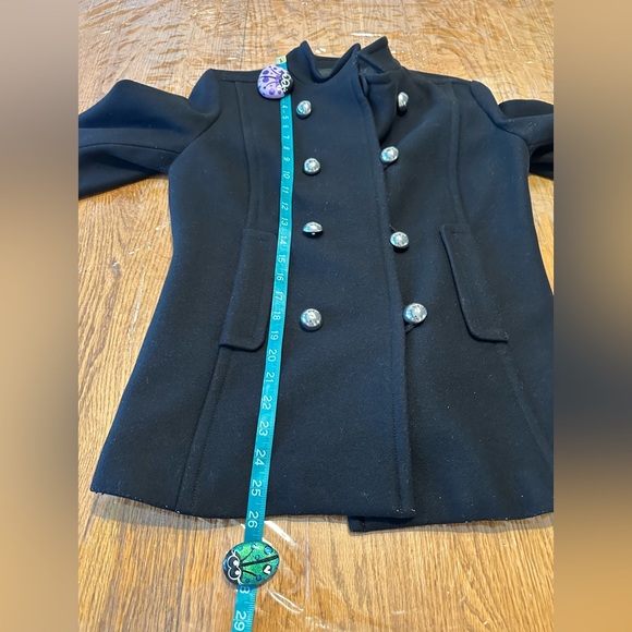 Banana Republic Wool Peacoat Black Jacket Vintage 2004 Y2k Silver Buttons Small - Picture 14 of 16